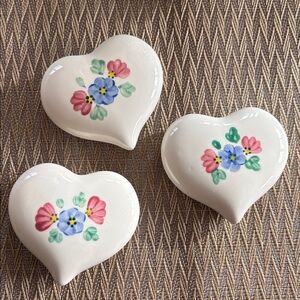 Vintage Ceramic Hearts with Flowers